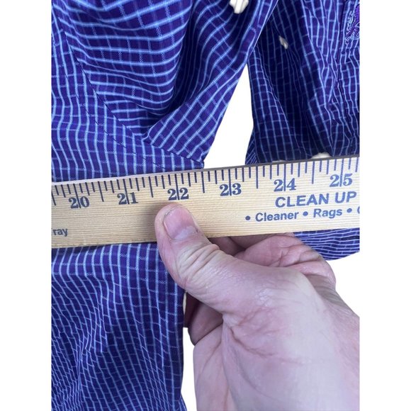 Bugatchi Mens Purple Checkered Long Sleeve Button-Down Shirt Cotton Blend - Picture 6 of 11